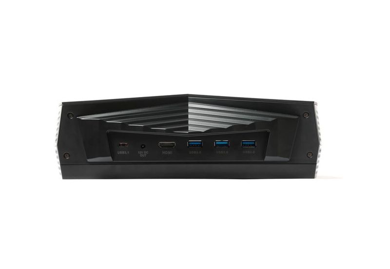 Die Anschlüsse auf der Oberseite des VR GO 2.0 sind für den Anschluss der VR-Brille bestimmt, wenn der Rechner auf dem Rücken getragen wird. (Zotac)