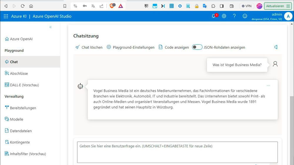 Azure OpenAI: Antworten via REST-API generieren