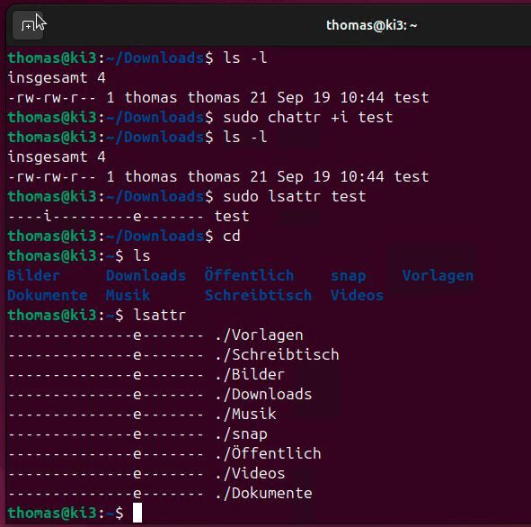 Anpassen und Anzeigen von Dateiattributen in Linux. (Bild: Joos)