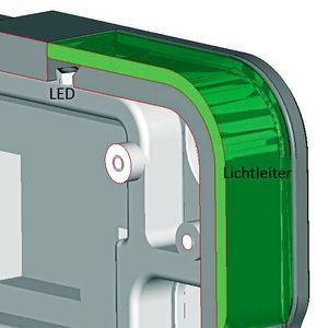 Bild 2: In diesem Beispiel soll die grüne Fläche möglichst gleichmäßig ausgeleuchtet werden. Die Baugruppe ist so gestaltet, dass die LEDs direkt an der gewünschten Leuchtfläche positioniert sind.(Bild:  Mentor)
