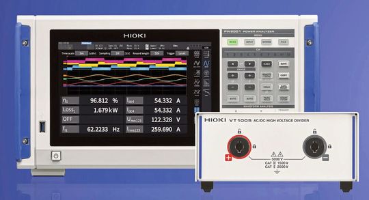 Leistungsmessung: Mit dem Hochspannungsteiler VT1005 zusammen mit dem Power Analyzer PW8001 können Entwickler Leistungen bis 5 kV messen. Leistungsmessung: Mit dem Hochspannungsteiler VT1005 zusammen mit dem Power Analyzer PW8001 können Entwickler Leistungen bis 5 kV messen.