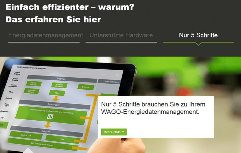 Im mittleren Bereich der Microsite findet die konkrete Nutzenargumentation für die Lösung statt. 