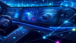 Eine neue Technik von Marelli und Microchip überträgt Grafik- und Videoinhalte vom zentralen Fahrzeugrechner direkt an Fahrzeugdisplays. (Bild: Marelli / KI-generiert)