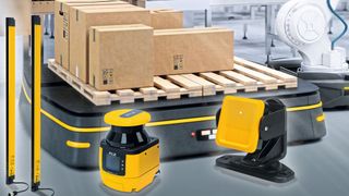 Pilz sichert den Materialtransfer von FTS und Roboter in der End-of-line-Verpackung - von der Zulieferung der Verpackungsmaterialien an die Anlage über den Weitertransport der fertigen Paletten ins Lager bis hin zum Weitertransport in den Versand. (Bild: Pilz GmbH & Co. KG)