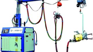 Bild 1: Ein Federzug mit Balancer vereinfacht das Handhaben von Schweißzangen. (Archiv: Vogel Business Media)