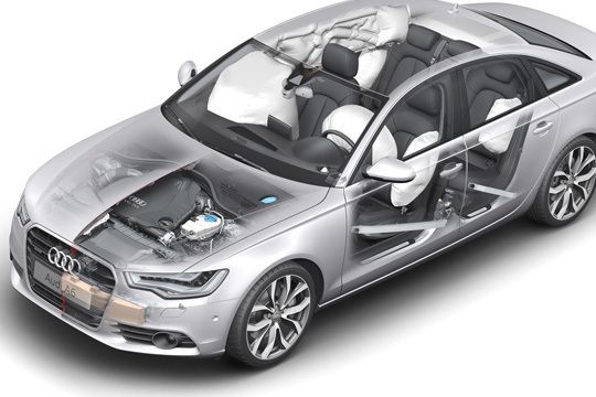 Safety first: Insgesamt neun Airbags sorgen im neuen Audi A6 für die Sicherheit der Insassen. (Archiv: Vogel Business Media)