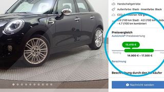 Die Auto-Uncle-Preisbewertung ist jetzt auch auf Facebook Marketplace sichtbar; wie hier bei einem Fahrzeug der HW-Gruppe. (Bild: Auto Uncle)