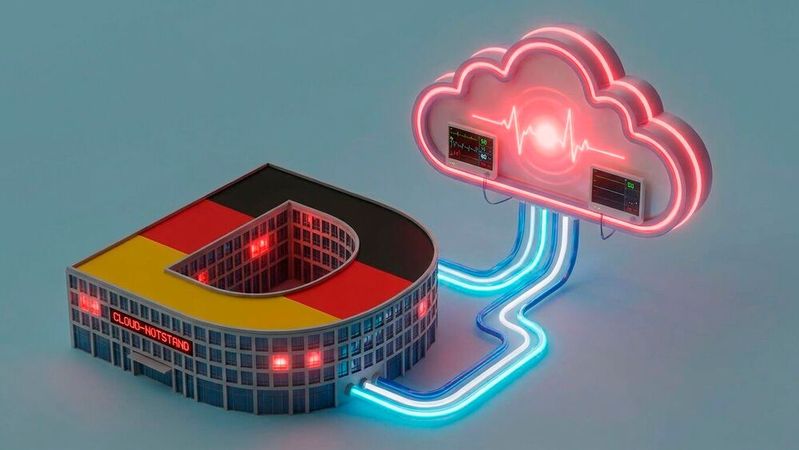 Cloud-Notstand: Knapp die Hälfte der deutschen Unternehmen (46 Prozent) wäre bei Cloud-Ausfällen aufgrund von Internetstörungen, Stromausfällen oder Software-Problemen gezwungen, auf kurz oder lang ihren Geschäftsbetrieb einzustellen.(Bild:  Gemini / KI-generiert)