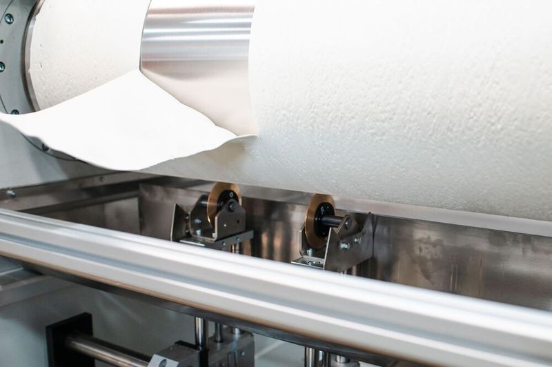 Damit dem Bediener bei einem Deguma-Gummi-Walzwerk mit Streifenschneider garantiert nichts passiert, befindet sich der Angriffspunkt der Messer direkt unter dem Walzenscheitel, wie hier noch mal schön zu sehen ist. (Bild: Deguma / Th. Höhl)