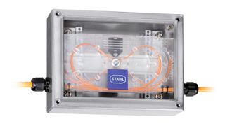 Explosionsgefahren durch LWL können auch mit der Zündschutzart Ex op pr verhindert werden, wie sie diese Spleißbox bietet; Hot Swapping ist dann aber nicht möglich. (R. Stahl)