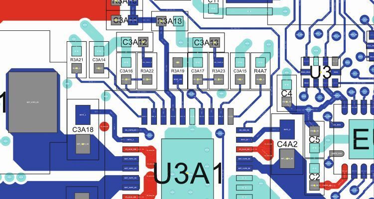 Figure 4: Colour highlighting ensures clarity. In this case Vcc = red, GND = turquoise, general signal = blue. (Schindler & Schill)