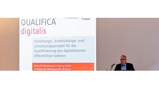 Staatsrat Henning Lühr bei der Eröffnung des Workshops im Haus der Wissenschaft (Pressereferat, Der Senator für Finanzen)