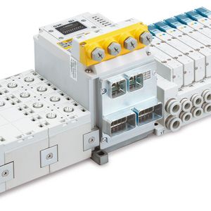 Das neue modulare Feldbussystem der Serie EX245-PFS1 soll dank der Verbindung der Kommunikationsprotokolle Profisafe und Profinet für eine hohe Sicherheit sorgen bei zugleich umfassender Kommunikationsfähigkeit. (Bild:  SMC Deutschland)
