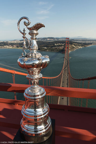 Darum geht es: Der America´s Cup auf der Golden Gate Bridge (ACEA)