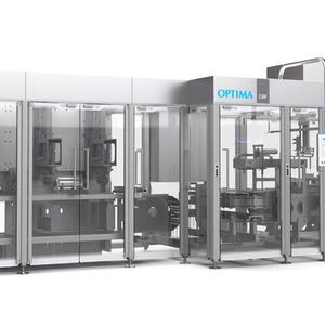 Eine, wie Optima sagt, technisch führende Anlage für das Abfüllen und Kartonieren von Portionspackungen ist die Kombination aus einer Optima-CFL-Abfüll- und Verschließmaschine und einem Optima-CBF-Kartonierer mit integriertem „Gap Closing“-System. (Bild:  Optima)