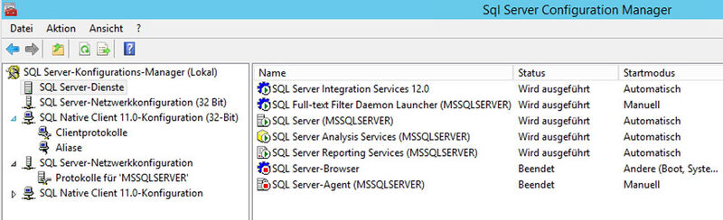 Abbildung 2: Im Konfigurations-Manager von SQL Server 2014 überprüfen Admins und Power-User die Systemdienste nach der Installation des Datenbank-Servers.  (Bild: Thomas Joos)