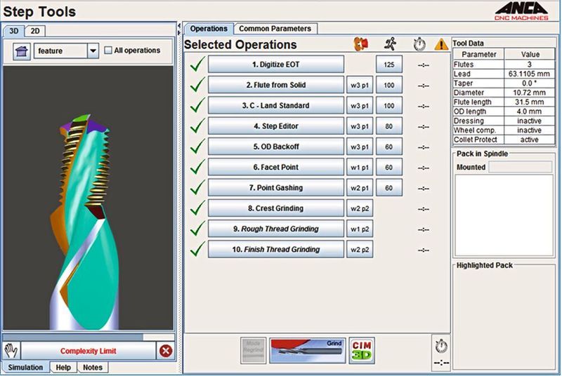 Durch neu implementierte Operationen ist mit dem Toolroom RN34 nun auch die Produktion vieler Gewindefräsern möglich. Hier ein Beispiel. (Anca)