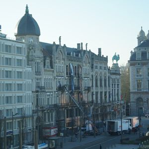 Antwerp’s Konigin Astridplein shows off in the March sun.