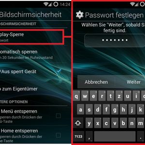 Passwortsperre: Die Sicherheit eines Android-Gerätes beginnt bereits bei der Displaysperre. Diese sollte man direkt als erstes einrichten. Auf neueren Geräten finden sich in der Regel unterschiedliche Sperroptionen, darunter Fingerbewegung, PIN oder Passwort. Das Passwort stellt die sicherste Variante dar, die Fingerbewegung hingegen ist anfällig für Missbrauchsversuche. Denn hier lässt sich manchmal schon allein durch die Fingerspuren auf dem Display der Code nachvollziehen.