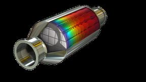 Une maquette d'un réacteur monolithique avec une représentation des isosurfaces indiquant la concentration d'une espèce chimique. (Bild: COMSOL)