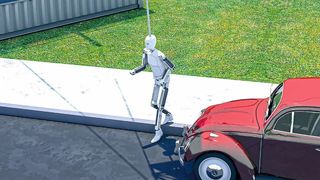 Der „6-D Target Mover“ erlaubt Tests mit unterschiedlichen beweglichen Objekten wie Fußgänger-Dummys oder nachgebildete Fahrradfahrer. (Messring)