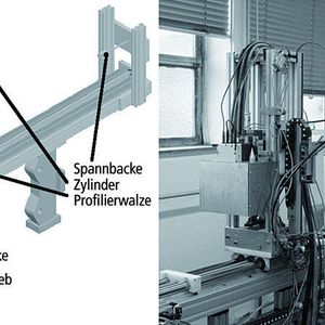 Bild 1: Aufbau einer Walzprofilieranlage (an der TU Wien zu Versuchszwecken).