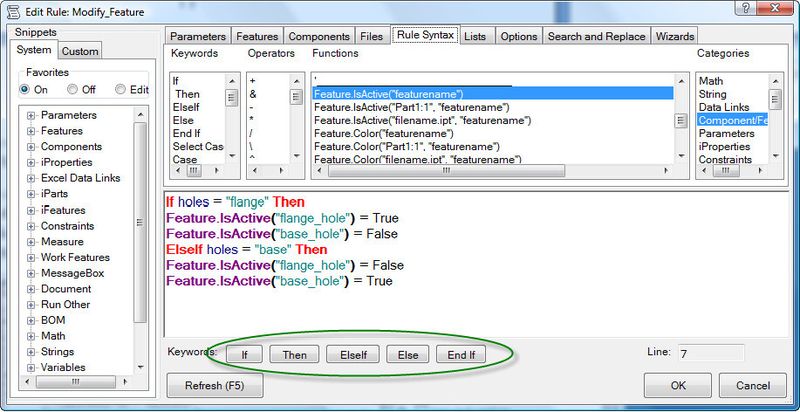 Autodesk Inventor iLogic, Regel-Editor. (Bild: Autodesk)
