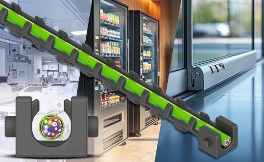 Mit der einteiligen Energiekette E1 hat igus eine Leitungsführung für kompakte Bauräume entwickelt.(Bild:  igus)