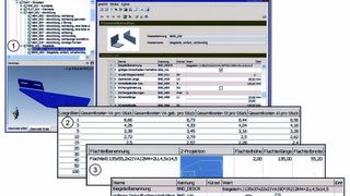 Damit behalten Konstrukteure die Produktkosten im Blick: automatische Klassifizierung und Kostenkalkulation; 1 automatische Einklassifizierung, 2 automatische Vorkalkulation, 3 Abwicklung und Konturbilder, 4 automatische Benennungsgenerierung und Berechnung von Merkmalsausprägungen. Bild: Simus Systems (Archiv: Vogel Business Media)