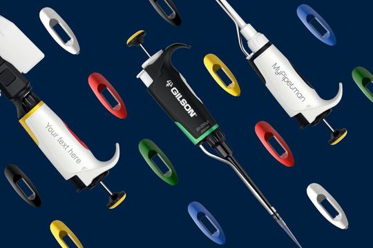 Die Pipetten von Gilson sind in verschiedenen Farbkombinationen individuell zusammenstellbar.(Bild:  Gilson)