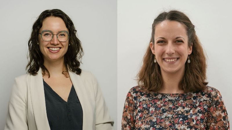 Die Nachwuchswissenschaftlerinnen Dr. Bianca Schacherl (l.) und Dr. Laura Marie Helleckes erhalten für ihre Projekte eine Förderung der Carl-Zeiss-Stiftung.(Bild:  links: Phil Dera; rechts: Department of Chemical Engineering, Imperial College London)