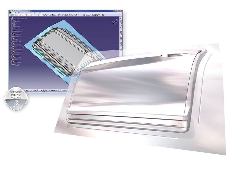 Um die erforderliche Genauigkeit zu gewährleisten, lassen sich in der Catia-Umgebung die Werkzeugwirkflächen in CAD-Qualität erstellen. (Bild: Autoform)