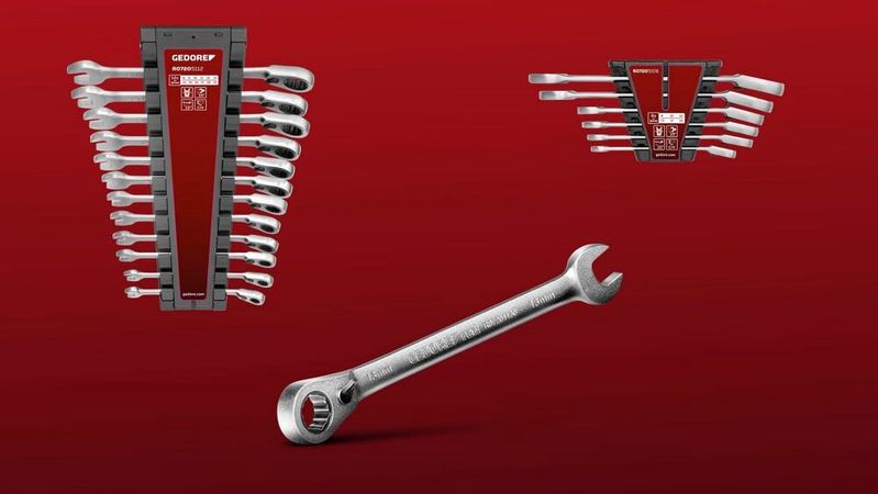Das Set R07205106 beinhaltet sechs der praktischen Schlüssel, das R07205112 eine 12-teilige Zusammenstellung.(Bild:  Gedore)