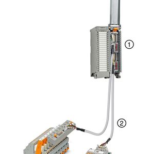 Der Systemgedanke: Frontadapter (1), Systemkabel (2) und Module (3) verbinden die E/A-Baugruppe mit der Feldebene.(Bild:  Phoenix Contact)