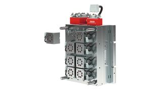 In a second version, each main nozzle is installed in a separate, customer-made cavity block with its own cooling layout. (Source: Ewikon)