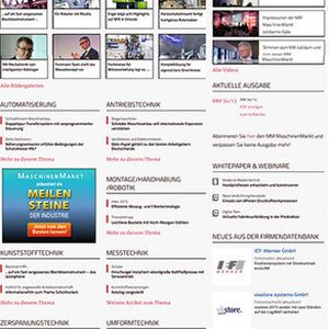 Die Webseite maschinenmarkt.de zeigt schon auf der Startseite die wichtigsten Nachrichten, Fokusthemen und einen direkten Link zum neuen MM-Index.