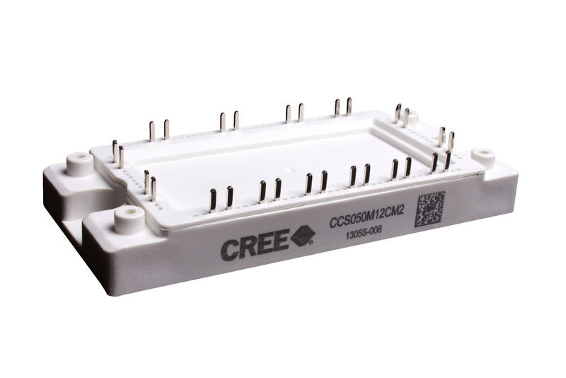 Bild 2: Das SiC-MOSFET-Six-Pack-Modul (1,2 kV/50 A) von Cree enthält sämtliche Halbleiterschalter und Dioden, die für einen dreiphasigen Wechselrichter benötigt werden. (Bild: Cree)