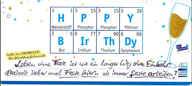 Glückwünsche zu 40 Jahre LABORPRAXIS (LABORPRAXIS)