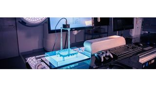 Aufbau zum Training und zur Validierung einer KI für die autonome Navigation eines Führungsdrahts. (Fraunhofer IPA)