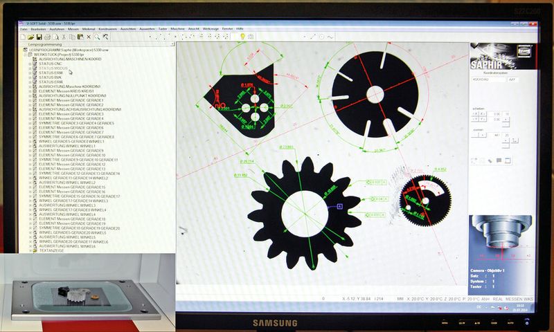 Die Software Saphir QD ermöglicht es, mehrere verschiedene Teile aufzulegen und in einem Durchgang zu messen. (Bild: Heinrich Schneider Messtechnik)