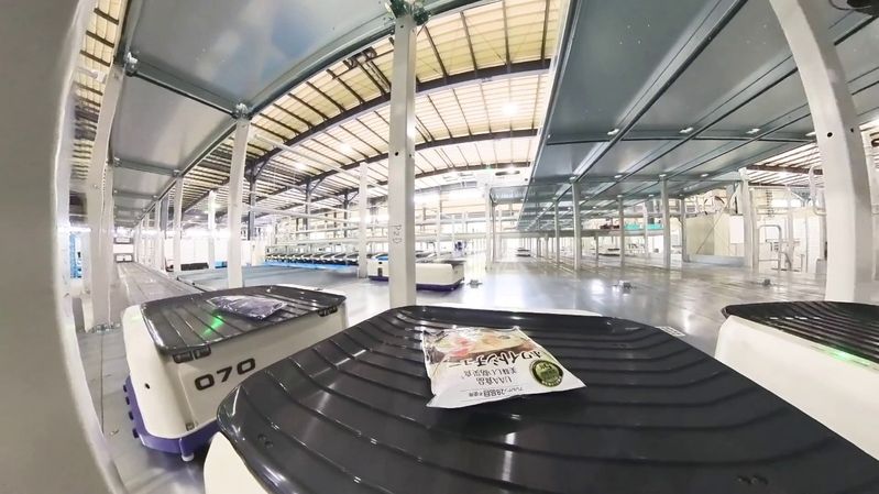 Die robotergestützte Stückgutsortierung überzeugt durch eine hohe Flächeneffizienz und einen ergonomischen Materialfluss.(Bild:  Daifuku Co.)