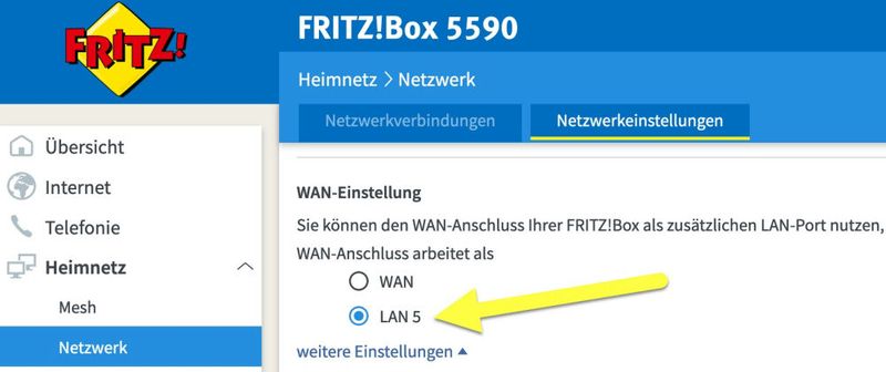 AVM Fritzbox 5590 Fiber – Netzwerk-Einstellungen. (Bild: Harald Karcher)