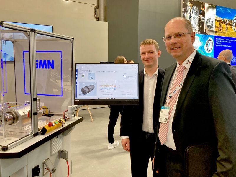 ...sondern nutzen auch gemeinsam das von GMN entwickelte Embedded-System IDEA-4S zur Datenerfassung und Auswertung. Im Bild: Dr. Markus Weber, VP Engineering bei GMN, und Robin Hees, CFO bei Weiss Spindeltechnologie (v.l.) (Bild: Stefanie Michel)