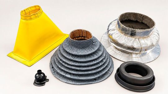 Das sind typische Beispiele für Faltenbalg-Sondersysteme von Höhl & Westhoff: Ausführungen mit konischem Design, stufigen Versätzen, Aussparungen, Reiß- oder Klettverschlüssen oder außergewöhnlichen Montageelementen. Lesen Sie hier, was es sonst noch gibt ...(Bild:  Höhl & Westhoff)
