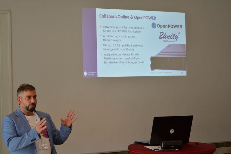 Marc Rodurigues spricht über Collabora Online auf OpenPOWER. (Bild: 21unity)