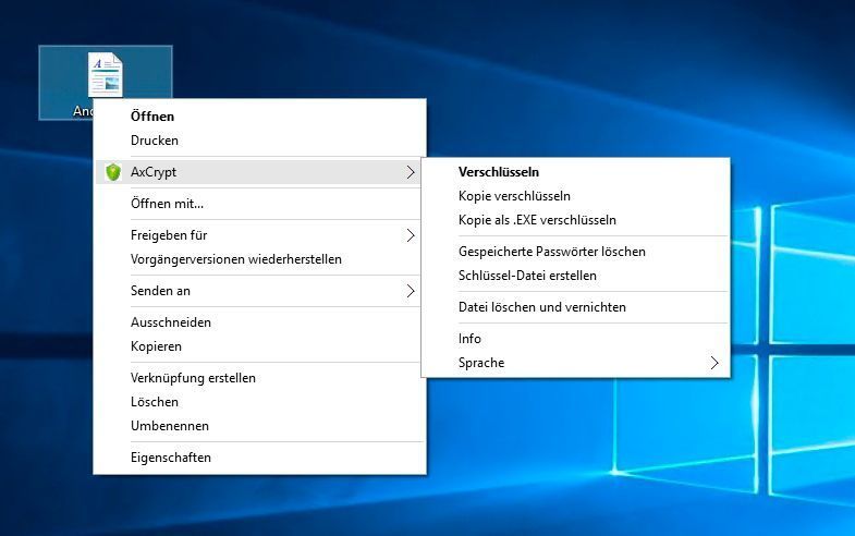 Mit AxCrypt lassen sich Dateien schnell und einfach verschlüsseln. (Joos)
