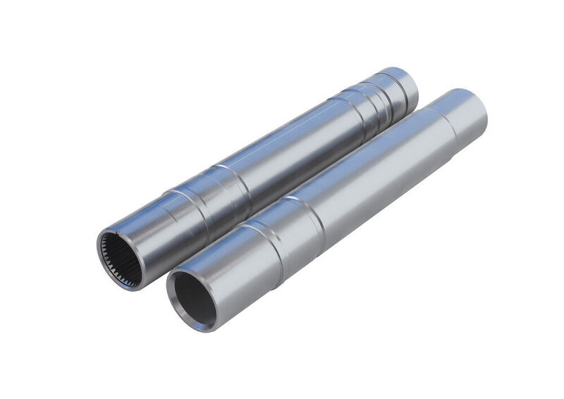 Fertig bearbeitete Rotorwellen, die alle zwölf Bearbeitungsoperationen im neuen Emag-Spezialfertigungszentrum durchlaufen haben. (Emag)