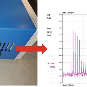 Bild 31:  Hochfrequente Emission über Gehäuseschlitze, gemessen mit einer H-Feld-Sonde.(Bild:  Würth Elektronik)