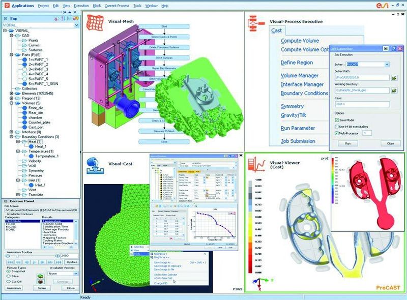 Die kollaborative Engineering-Umgebung einschließlich Visual-Cast ermöglicht Interoperabilität und Verkettung der Gießsimulation mit anderen Simulationsbereichen. (Bild: ESI)