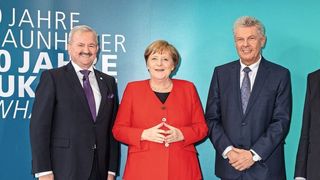 Auch Bundeskanzlerin Angela Merkel war anlässlich der Jahrestagung im Jubiläumsjahr in München zu Gast. (Fraunhofer / Ines Escherich)